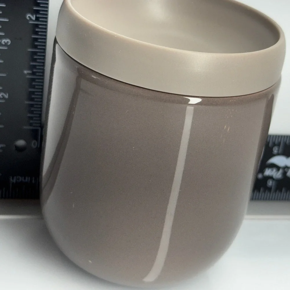 LEKUE Food Storage Container Round Beige Ceramic Cup Mug &‎ Lid